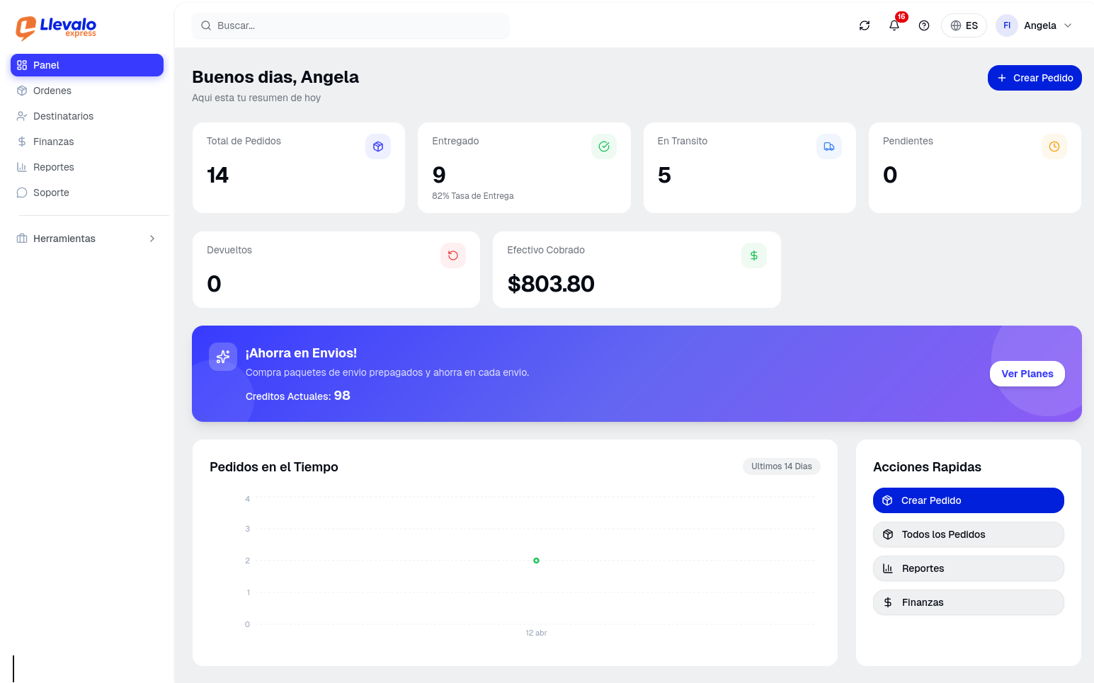 Actualización de estado en tiempo real de envíos en El Salvador